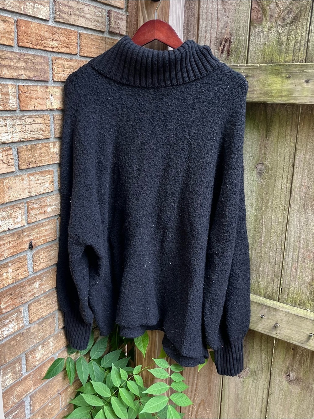 aerie Black Cozy Oversized Cowl Neck Sweater